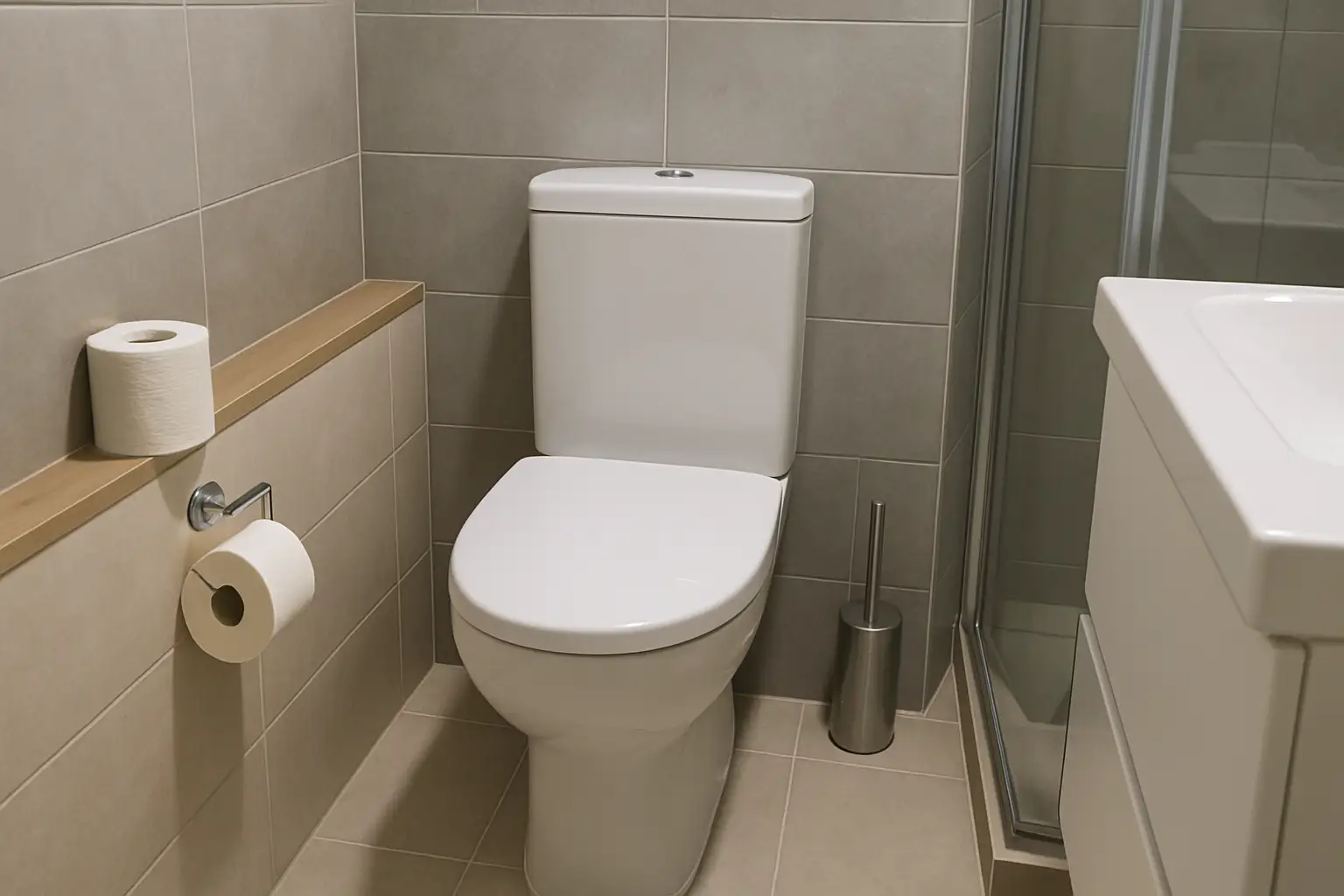 Miska WC i umywalka w wąskiej małej łazience